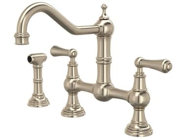 Perrin and Rowe Edwardian Satin Nickel Bridge Kitchen Faucet with Side Spray PARU4756LSTN2