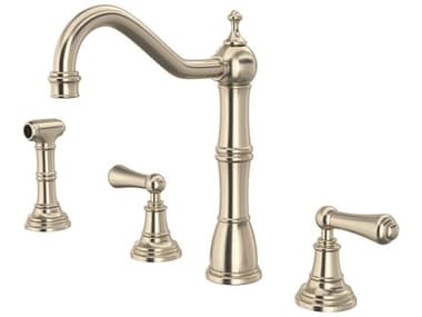 Perrin and Rowe Edwardian Satin Nickel Two Handle Kitchen Faucet with Side Spray PARU4776LSTN2