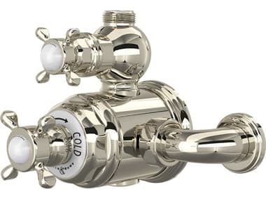 Perrin and Rowe Edwardian Polished Nickel Exposed Thermostatic Mixer with Cross Handle PARU5552XPN