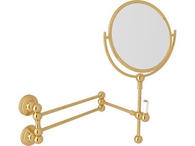 Perrin and Rowe Edwardian Wall Mounted Shaving Mirror In English Gold PARU6918EG