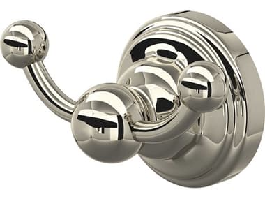 Perrin and Rowe Edwardian Polished Nickel Wall Mount Double Robe Hook PARU6922PN