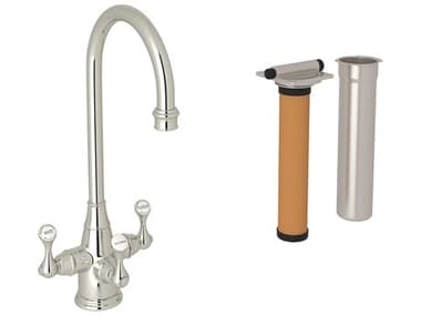 Perrin and Rowe Georgian Era Polished Nickel Three Handle Bar/Food Prep Filter Kitchen Faucet Kit PARUKIT1220LSPN2