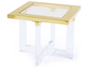 Pasargad Home Vicenza Square Glass White Gold End Table PDAR403