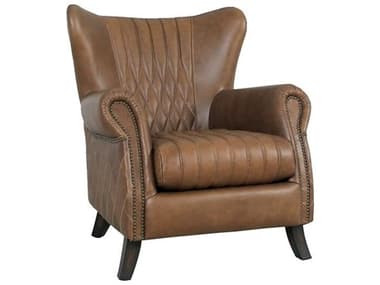 Pasargad Home Vicenza Harrison Brown Leather Accent Chair PDCHAIR0181