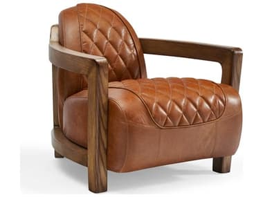 Pasargad Home Vicenza Ethan Brown Leather Accent Chair PDCHAIR780B