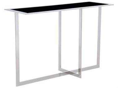 Pasargad Home Luxe Rectangular Glass Black Chrome Console Table PDGG1028