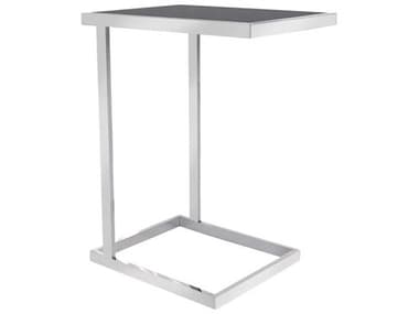 Pasargad Home Luxe Rectangular Glass Black Chrome End Table PDJJ1031