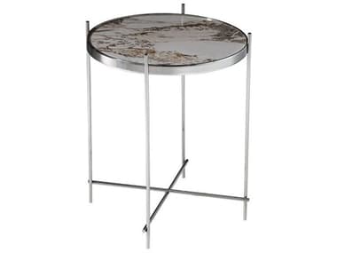 Pasargad Home Luxe Round Glass Multi Chrome End Table PDJJ1061B