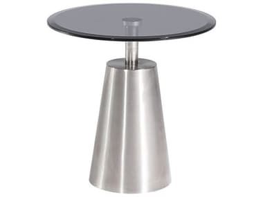 Pasargad Home Luxe Round Glass Black Chrome End Table PDJJ1127