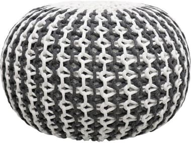 Pasargad Home Santorini Ivory Grey Upholstered Ottoman PDPJO3951