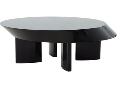 Pasargad Home Sorano Rivano Oval Wood Shiny Black Coffee Table PDPLZ254C