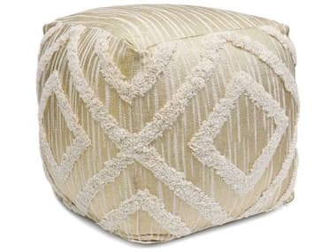 Pasargad Home Grand Canyon Ivory Gold Shaggy Pouf PDPPF0641GLD