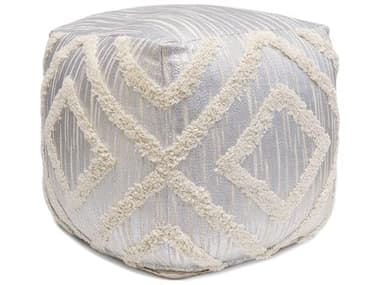 Pasargad Home Grand Canyon Ivory Silver Gray Shaggy Pouf PDPPF0641SIL