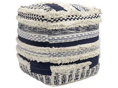 Pasargad Home Grand Canyon Navy Beige Blue Braided Pouf PDPPF1491