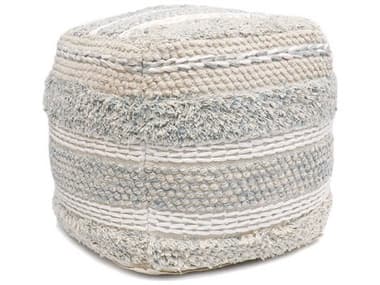 Pasargad Home Grand Canyon Beige Aqua Blue Upholstered Pouf PDPPF1761