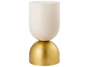 Pasargad Home Byzantine Calista Round Metal Gold Ivory End Table PDPRR015