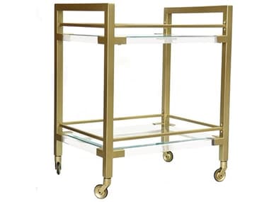 Pasargad Home Beacon Baylor Glass Clear Brass Bar Cart PDPSAD844