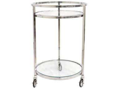 Pasargad Home Beacon Blake Glass Silver Clear Chrome Bar Cart PDPSAD984