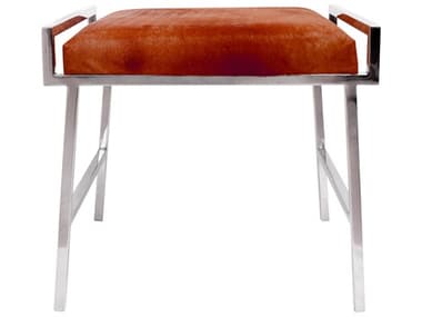 Pasargad Home Beacon Eira Brown Silver Leather Accent Stool PDPSAE002