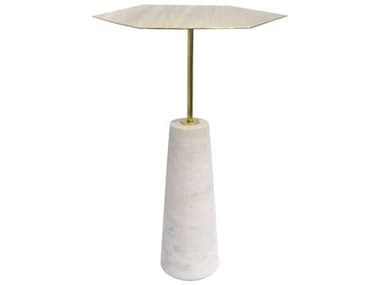 Pasargad Home Beacon Amara Hexagon Metal White Gold End Table PDPSAE158