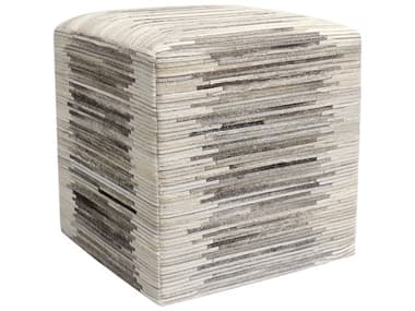 Pasargad Home Galaxy Cowhide Silver Pouf PDPTPF191