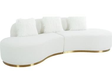 Pasargad Home Noho Simona Ivory Gold White Upholstered Sofa PDPZW943WS