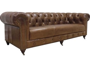 Pasargad Home Paris Club Chester Bay Brown Leather Sofa PDSOFA8803