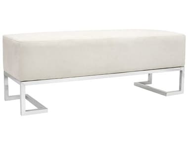 Pasargad Home Luxe Ivory Chrome White Upholstered Accent Bench PDY1036