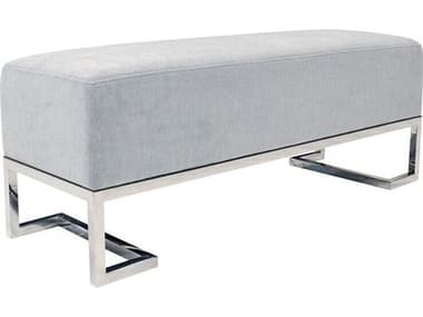Pasargad Home Luxe Blue Chrome Upholstered Accent Bench PDY1036B
