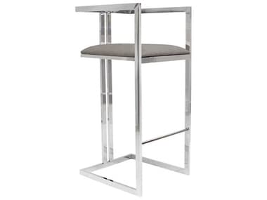 Pasargad Home Luxe Grey Chrome Faux Leather Bar Stool PDY1038B