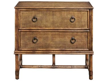 Port Eliot 2-Drawers Brown Rattan Nightstand PETPE116CT