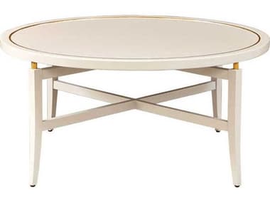 Port Eliot Round Wood White Lacquer Coffee Table PETPE640WHLQ