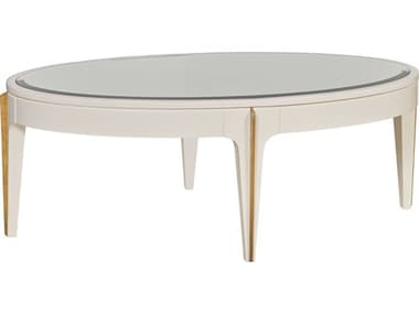 Port Eliot Oval Wood White Lacquer Mirror Coffee Table PETPE675WHLQ