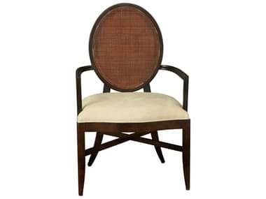 Port Eliot Oval Cane Brown Upholstered Arm Dining Chair PETPECH07AP