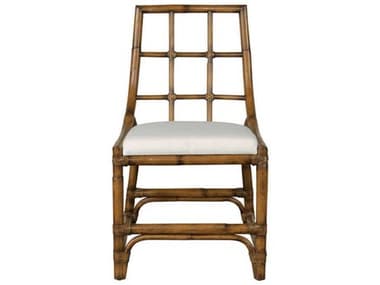 Port Eliot Rattan Brown Leather Armless Dining Chair PETPECH44S