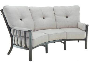 Castelle Santa Fe Deep Seating Cast Aluminum Ultra High Back Crescent Sofa with Two Side Pillows PF1444T