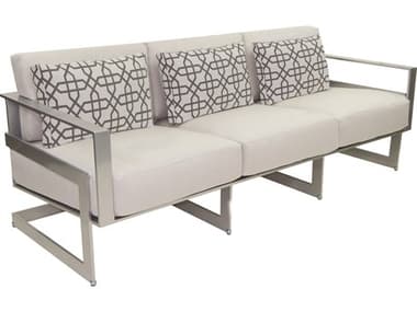 Castelle Eclipse Deep Seating Cast Aluminum Cushion Sofa with Three Pillows PF1714R