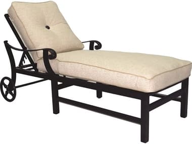 Castelle Bellagio Cushion Dining Cast Aluminum Adjustable Chaise Lounge with Wheels PF2612T