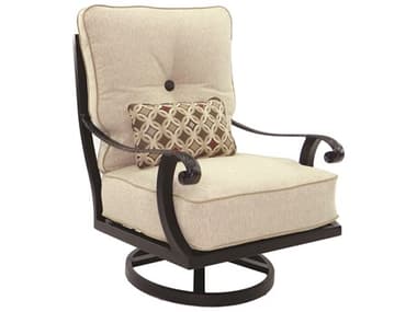 Castelle Bellagio Deep Seating Cast Aluminum High Back Lounge Swivel Rocker with One Kidney Pillow PF2616T