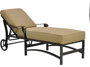 Castelle Madrid Cushion Dining Cast Aluminum Adjustable Chaise Lounge with Wheels PF3812T