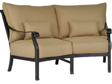 Castelle Madrid Deep Seating Cast Aluminum Crescent Loveseat with Two Kidney Pillows PF3841T