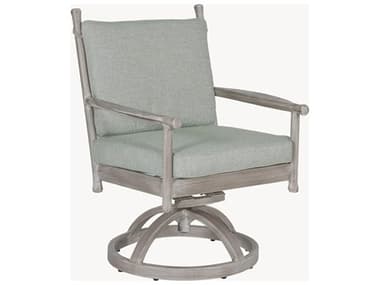 Castelle Lodge Formal Cast Aluminum Swivel Rocker Dining Arm Chair with Seat Cushion PF4B48T