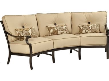 Castelle Monterey Deep Seating Cast Aluminum Crescent Sofa with Three Kidney Pillows PF5844T