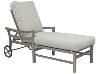 Castelle Roma Cushion Dining Aluminum Adjustable Chaise Lounge with Wheels PF9612R