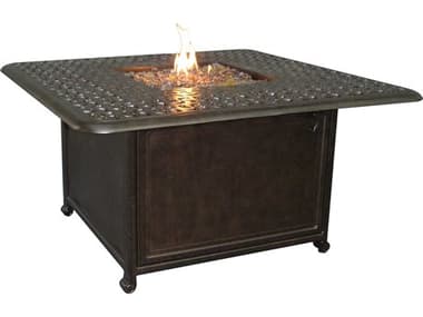 Castelle Sienna Cast Aluminum 42 Square Vintage Coffee Table with Firepit and Lid PFDSF42WL