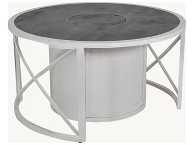 Castelle Saxton Aluminum 42'' Round Coffee Firepit Table with Xaria Cast Pattern PFE2CF42WL