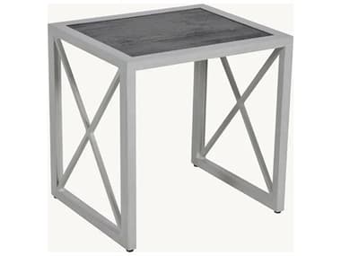 Castelle Saxton Aluminum 20''W x 17''D Rectangular Nesting Side Table with Xaria Cast Pattern PFE2RC20