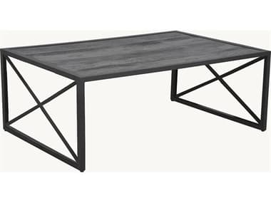 Castelle Saxton Aluminum 48''W x 32''D Large Rectangular Coffee Table with Xaria Cast Pattern PFE2RC3248