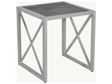 Castelle Saxton Aluminum 20'' Square Nesting Side Table with Xaria Cast Pattern PFE2SS20