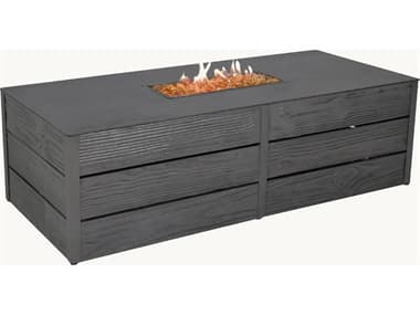 Castelle Natures Wood Aluminum 60''W x 26''D Rectangular Coffee Firepit Table PFF1NRF60WL